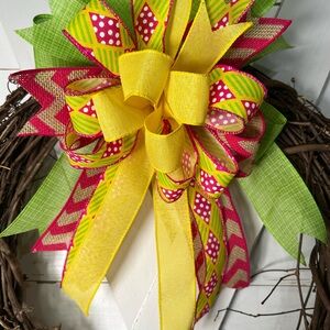 Vibrant Yellow and Green Handmade Bow